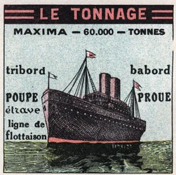Fartyg och fartyg: tonnage. Anonym illustration av 1925. Privat samling.