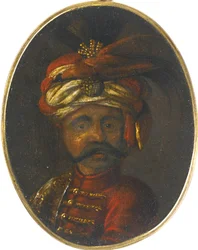 Soliman II - Suleiman II (1642-1691), Sultan av det osmanska riket - Anonym - Andra hälften av 1600-talet. - Gouache på trä - 12x8,4 - Privat samling