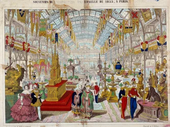 Souvenirer från världsutställningen 1855 i Paris Gravyr omkring 1855. Paris, Musee Carnavalet