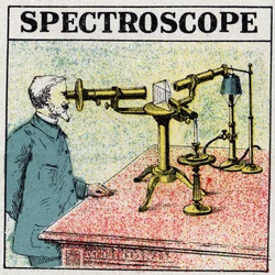 Spektralanalys: ett spektroskop. Anonym illustration från 1925. Privat samling.