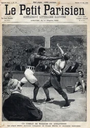 Sport, boxning: En boxarkamp i England mellan Peter Jackson och australiensiska mästaren Frank Slavin. Gravyr. En av tidningen "" Le petit parisien"" den 12/06/1892. Privat samling