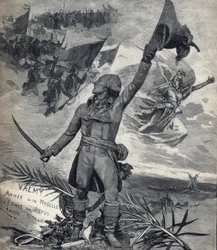 Staty av general François Christophe Kellermann (1735-1820), fransk general och segrare i slaget vid Valmy (20 september 1792): ”Leve nationen!” Gravyr i ”Le Petit Parisien” den 14/09/1892. Privatsamling