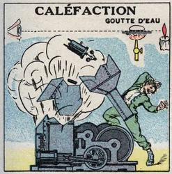 Ånggeneratorer: explosion av en panna orsakad av förkalkning. Anonym illustration från 1925. Privat samling.
