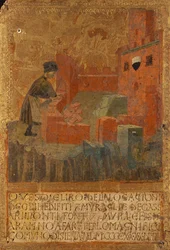 Stenhuggare som bygger ett slott