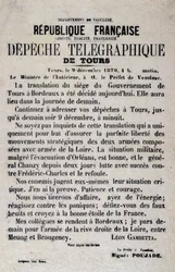 Telegrafiska nyheter om Tours den 9/12/1870 av Léon Gambetta.