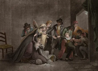 Dauphin tvingades från sin mor - Separation av Ludvig XVII och Marie-Antoinette av Österrike (1755-1793), drottning av Frankrike, i templets fängelse, den 3 juli