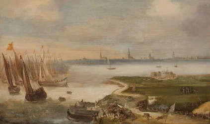 Det nederländska nederlaget vid Blokkersdijk, ca 1610-1615 (olja på pannå)
