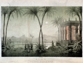 Nilens stränder. Illustration till akt III av Aida, opera av Giuseppe Verdi
