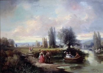 Båtfärden. Anonym målning från 1800-talet
