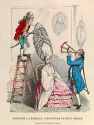 Frisyren på vågen, karikatyr från 1700-talet - privat samling