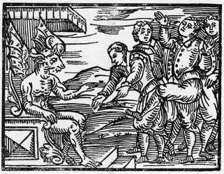 Trollkarlarna hyllar djävulen - "Compendium Maleficarum", affärer om häxor, deras ondska och deras sortileges av Francesco Maria Guazzo eller Guaccio eller Guaccius (15??? -16??) 1608 privatsamling
