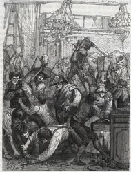 Stöld av möbelvakten (nuvarande Hotel de la Marine, Place de la Concorde) - Stöld i veckan från 11 till 17 september 1792 av ett band på uppdrag av Paul Miette, från en del av Diamonds, på hotel du Garde-Meuble de la Couronne, Paris, där t
