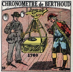 Tid: Marin kronometer uppfunnen av Ferdinand Berthoud (1727-1807) 1760. Anonym illustration från 1925. Privat samling.