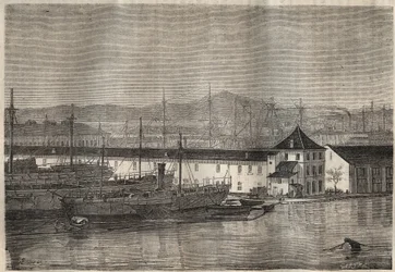 Toulons fängelse på 1800-talet. Gravyr i "Fångarnas historia från deras skapelse till våra dagar" (1877) av Pierre Zaccone (1817-1895) (Colonia Penale - Straffkoloni) Privat samling.