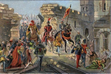 Triumferande intåg av Ludvig II av Flandern (Louis de Dampierre känd som Louis de Male eller Maele