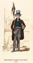 En råttgiftförsäljare i Paris 1845, gravyr, privat samling - Råttgiftssäljare i Paris