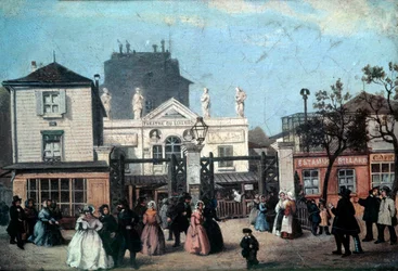 Utsikt över Luxemburgs teater kallad bobino, rue de Fleurus i Paris Anonym målning. 1845 Sön. 0,16x0,22 m Paris, Musee Carnavalet