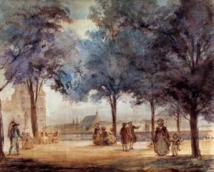 Utsikt över Tuileries-terrassen i Paris 1786.