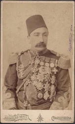 porträtt av sultan Abdulhamid II (Abd ul Hamid, Abd-ul-Hamid, Abdulhemit, Abdul Hamid, Abdul-Hamid, Abd al Hamid, Abd al-Hamid) (1842-1918) - Sultan Abduelhamid II (1842-1918), kejsare av ottomanerna, de troendes kalif, anonym. Fotografi