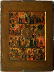 The Glorification of the Virgin Akathist Hymn to the All Heligaste Theotokos, tidigt 1600-tal.