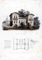 Design för ett hus på landet i Moabit, nära Berlin, Tyskland, c1850.