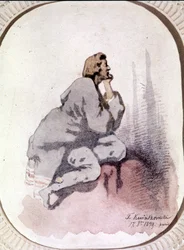 Porträtt av Frederic Chopin (1810-1849), polsk kompositör. Akvarell av Kwiatkowski.