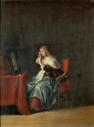 De fem sinnena: syn (målning på trä)