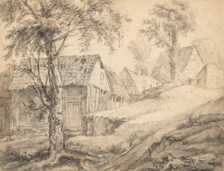 Gård nära Danzig (recto) (?) Trädstudie (verso)