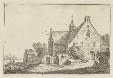 Bykyrka på vattnet Landskap med byggnader (serietitel)