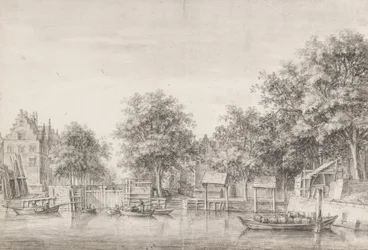 Vy över Sint-Anthoniessluis i Amsterdam