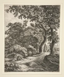 De två resenärerna vilar i skogen