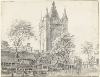 Stadsporten Altenbrücker Tor och vattenkvarn i Lüneburg nära Hamburg