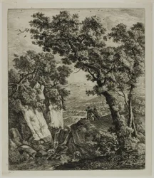 Tobias och ängeln, från sex landskapsämnen från Gamla testamentet