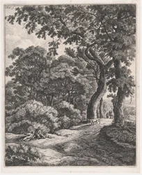 Två resenärer som vilar i skogen, 1600-talet, 1600-talet.