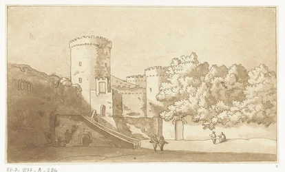 Mur av ett slott med torn Slottet Gandolfo