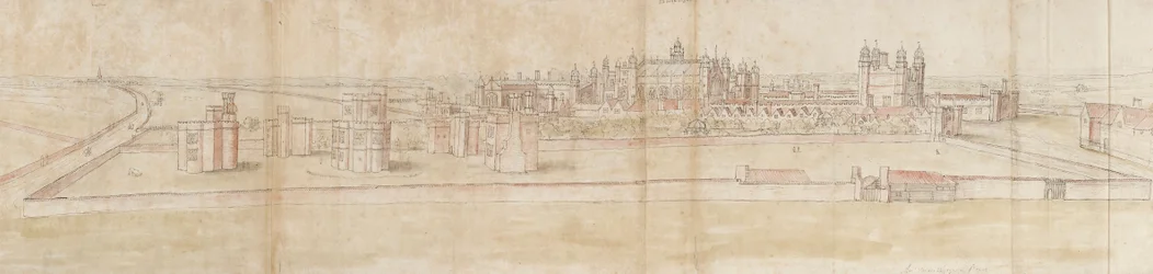 Hampton Court Palace från norr, c1550-1560