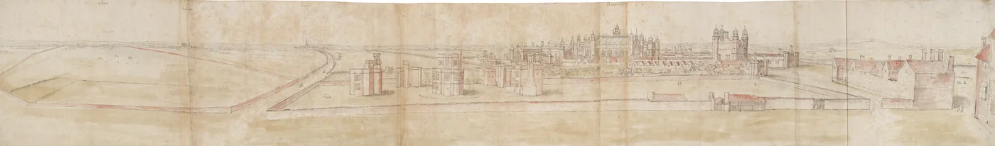Hampton Court Palace från norr, c1550-1560