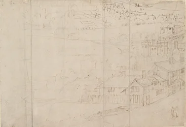 Panorama över London sett från Southwark: Bankside, 1554