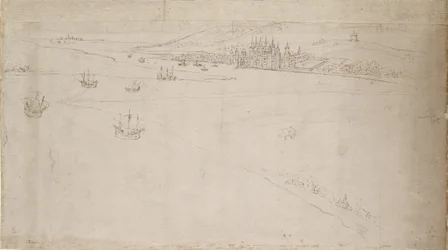 Panorama över London sett från Southwark: Greenwich, 1554