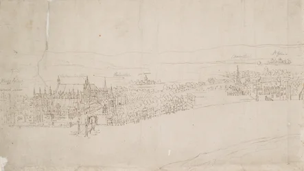 Panorama över London sett från Southwark: Westminster, 1554