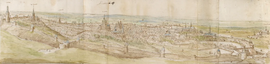 Panoramautsikt över Leuven från nordväst, c1550-1570
