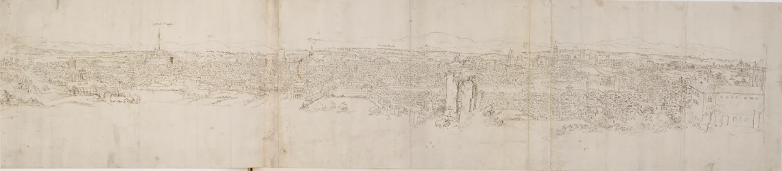Panoramautsikt över Rom från Monte Janiculus, c1550-talet