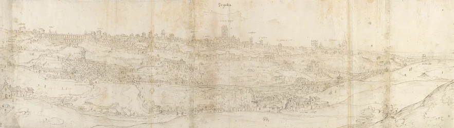 Panoramautsikt över Segovia från öst, c1550-1560