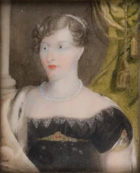 Porträtt av prinsessan Charlotte av Wales (1796-1817), ca 1812-17 (olja på papper)