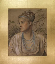 Mary Sandys (1845-1920), ca 1871-73 (färgade kritor på gulfärgat papper)