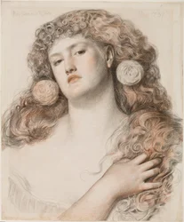Röd ros och vit, 1867 (krita på papper)
