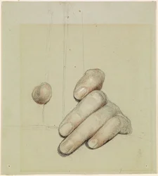 St George for Merrie England - Studie av vänster hand som griper en stång, 1880