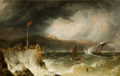 Paketbåt som går in i hamnen, 1855.