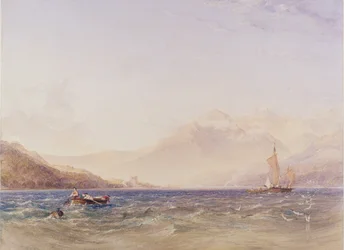 The Head of Loch Fyne, med Dindarra Castle, 1850 (wc, kroppsfärg över grafit på papper)