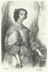 Henrietta Maria av Frankrike, drottning gemål av Charles I av England, Skottland och Irland (gravyr)